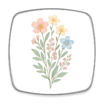 Aquarelles pastel de fleurs sauvages - Magnet carré - blanc - Devant