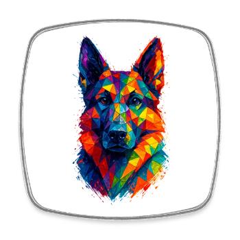 German Shepherd Geometric Art - Square fridge magnet - white - Front