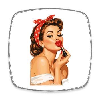 Pin-Up Girl Style rétro vintage : lèvres rouges qui embrassent - Magnet carré - blanc - Devant
