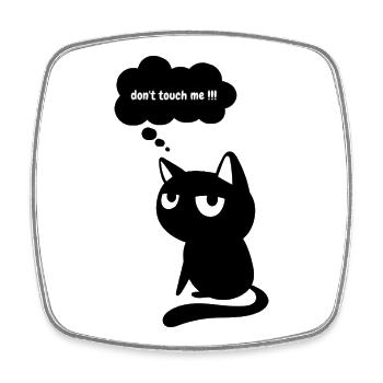 Funny Cat “Don’t Touch Me”  - Square fridge magnet - white - Front
