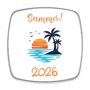Summer 2026 Sonnenuntergang Strand Urlaub Shirt - Viereckiger Kühlschrankmagnet - Weiß - Vorne