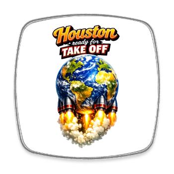 Houston-Start: World Missiles - Viereckiger Kühlschrankmagnet - Weiß - Vorne