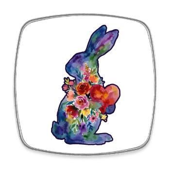 Hase Herz Wasserfarben - Viereckiger Kühlschrankmagnet - Weiß - Vorne