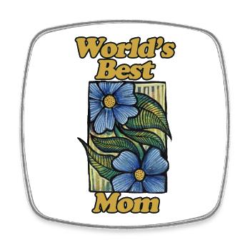 World's Best Mom Floral Vintage - Square fridge magnet - white - Front