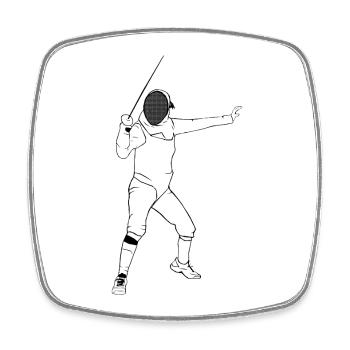 Fencing - Fechten - Fechter - Fechtkampf - Viereckiger Kühlschrankmagnet - Weiß - Vorne