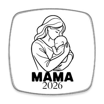 Mom 2026 - Minimalist Line Art Mother - Square fridge magnet - white - Front