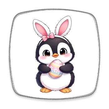 Süßer Pinguin Cartoon Osterhase Hasenohren Osterei - Viereckiger Kühlschrankmagnet - Weiß - Vorne