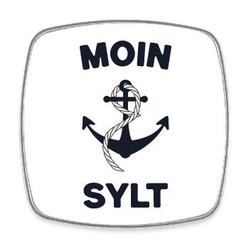 Moin Sylt – Conception d’ancres maritimes - Magnet carré - blanc - Devant