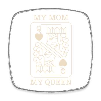 Mère, Reine, Carte de poker - Magnet carré - blanc - Devant