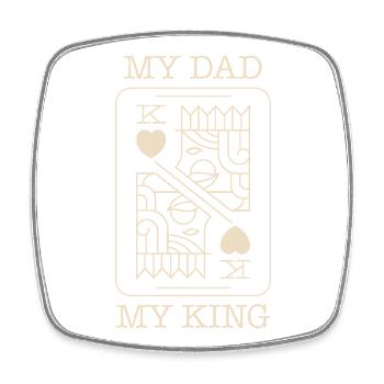 Papa, Roi, Carte de poker - Magnet carré - blanc - Devant