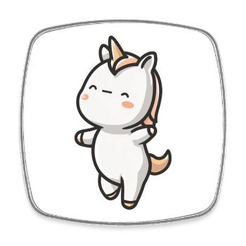 bébé licorne qui danse - Magnet carré - blanc - Devant