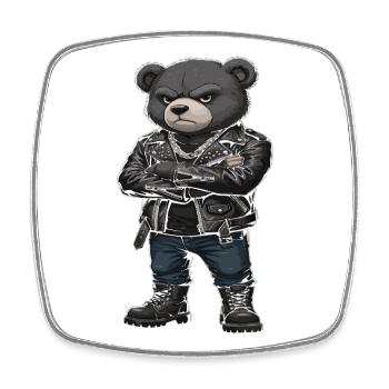 Rocker Bär Lederjacke Biker - Viereckiger Kühlschrankmagnet - Weiß - Vorne