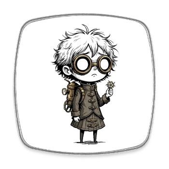 Kid Steampunk Glasses Cogs Manga - Viereckiger Kühlschrankmagnet - Weiß - Vorne