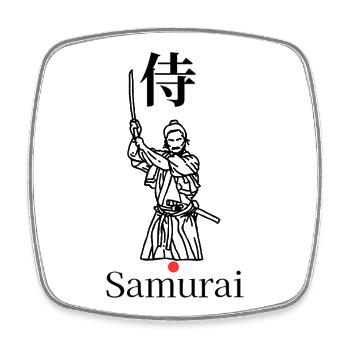Samurai Symbol Minimal Schwarz Weiß Rot - Viereckiger Kühlschrankmagnet - Weiß - Vorne