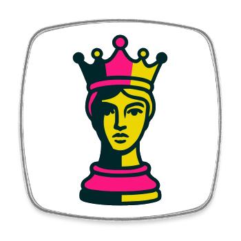 Pop Art Chess Queen Colorful Yellow and Pink - Square fridge magnet - white - Front