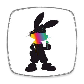 Cooler Hase Silhouette Neon Farbe Street Style  - Viereckiger Kühlschrankmagnet - Weiß - Vorne