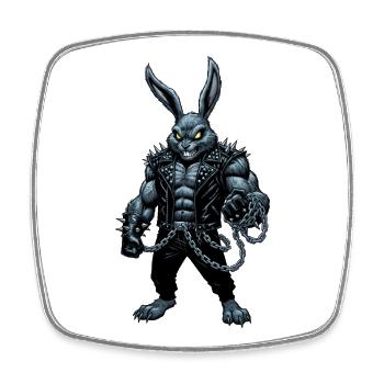 Heavy Metal Osterhase Rocker Ostern Hardcore Hase - Viereckiger Kühlschrankmagnet - Weiß - Vorne