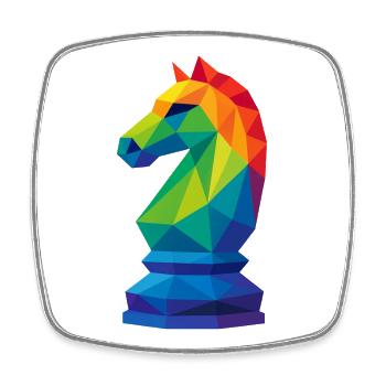 Cavalier Low-Poly : La Maîtrise Tactique - Magnet carré - blanc - Devant