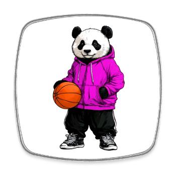 Basketball Panda - Viereckiger Kühlschrankmagnet - Weiß - Vorne