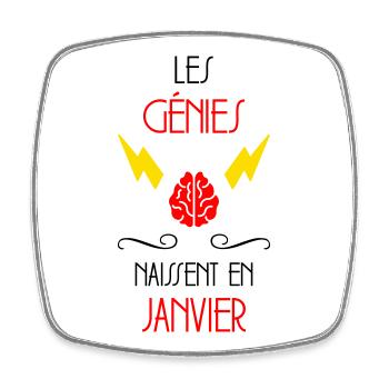 Les Génies Naissent en Janvier Cadeau Naissance - Magnet carré - blanc - Devant