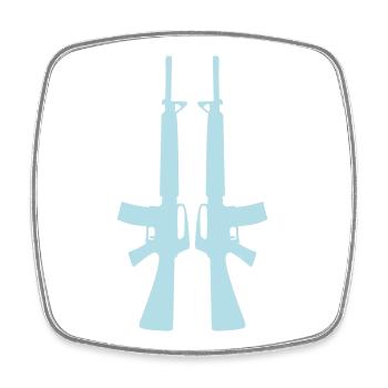 Doppelgewehr Silhouette - Viereckiger Kühlschrankmagnet - Weiß - Vorne