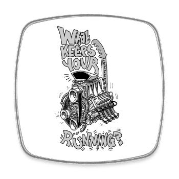 1482_WhatKeepsYourMotorRunning-GRAY - Square fridge magnet - white - Front