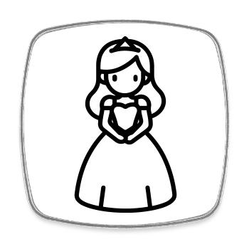 princess - Square fridge magnet - white - Front
