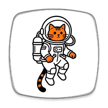 Katze im Weltraum - Viereckiger Kühlschrankmagnet - Weiß - Vorne