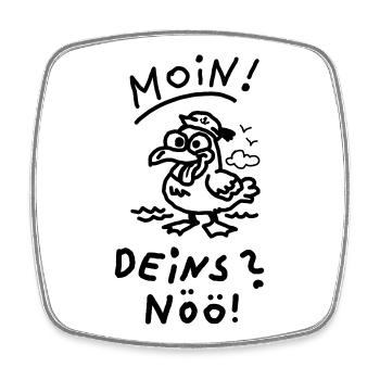 Moin Deins Nöö Möwe Nordisch Meer Witziger Spruch - Viereckiger Kühlschrankmagnet - Weiß - Vorne