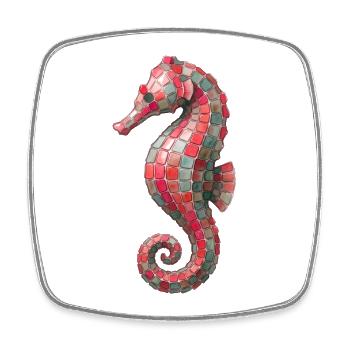 Seahorse Mosaic - Nautical Art Design - Square fridge magnet - white - Front