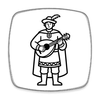 Mittelalterlicher Bard - Viereckiger Kühlschrankmagnet - Weiß - Vorne