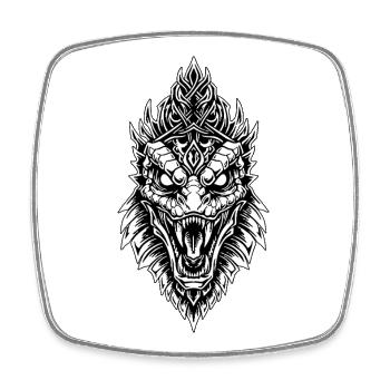 Imperialer Drache Weiß-Schwarzes Mythologisches Totem - Viereckiger Kühlschrankmagnet - Weiß - Vorne