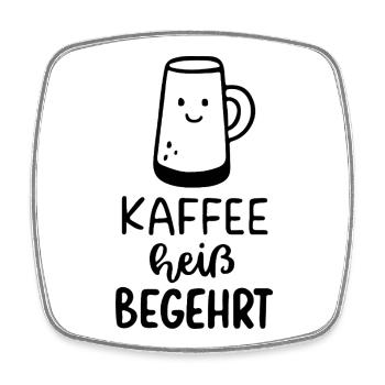 Kaffee Heiß Begehrt Koffeinjunkie Kaffee Morgenmuf - Viereckiger Kühlschrankmagnet - Weiß - Vorne
