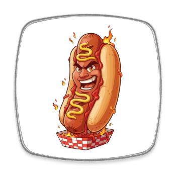Fire Hot Dog - Square fridge magnet - white - Front