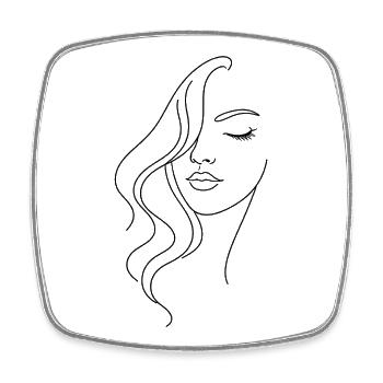 Woman Portrait Minimalist Elegant Black - Square fridge magnet - white - Front