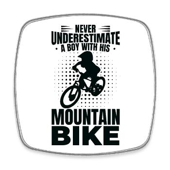 Mountainbike Junge - Viereckiger Kühlschrankmagnet - Weiß - Vorne