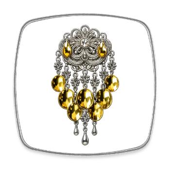 Broche Sølje : bijoux en argent et en or - Magnet carré - blanc - Devant