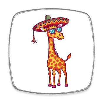 Giraffe Lustig Sombrero - Viereckiger Kühlschrankmagnet - Weiß - Vorne