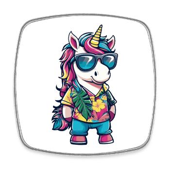 Unicorn Comic Vacation - Square fridge magnet - white - Front