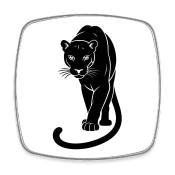 Schwarzer Jaguar - Viereckiger Kühlschrankmagnet - Weiß - Vorne