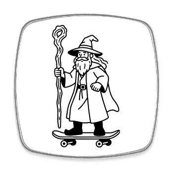 Zauberer auf Skateboard - Viereckiger Kühlschrankmagnet - Weiß - Vorne