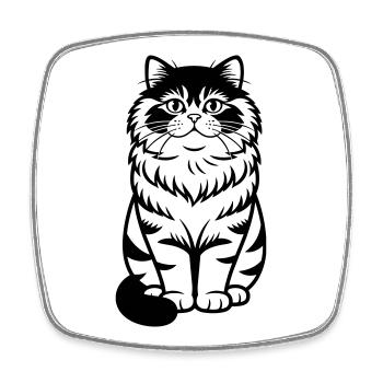 Chat persan - Magnet carré - blanc - Devant