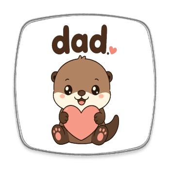 Papa Otter Heart Illustration - Square fridge magnet - white - Front