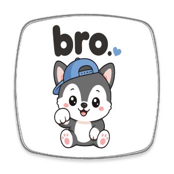 Blue Cap Husky Bro - Square fridge magnet - white - Front