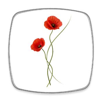 Rote Mohnblumen elegant im Ikebana Stil - Viereckiger Kühlschrankmagnet - Weiß - Vorne