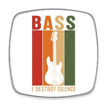 Bass I Destroy Secret Retro Bassist Shirt - Magnet carré - blanc - Devant