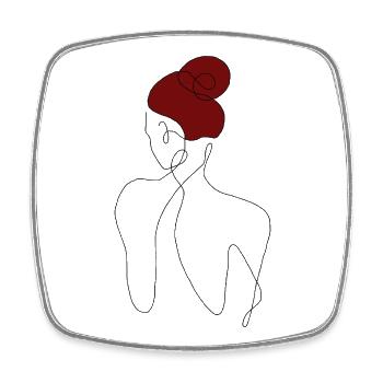Style artistique Elegant Woman Back Line - avec cheveux roux - Magnet carré - blanc - Devant