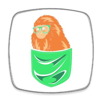 Tamarin Monkey - Square fridge magnet - white - Front