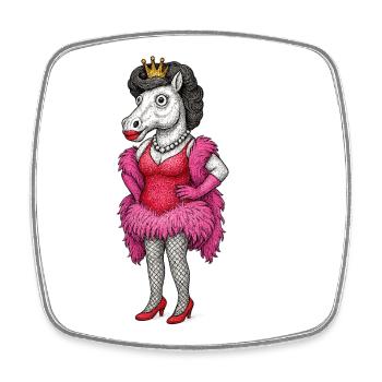 Königliche Stute-Diva in rosa Federn - Viereckiger Kühlschrankmagnet - Weiß - Vorne