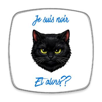 Chat noir audacieux et alors?? - Magnet carré - blanc - Devant